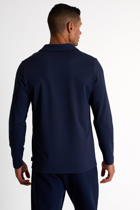 Shan Actuel Long Sleeve Textured Jersey Polo - 62513-49-800