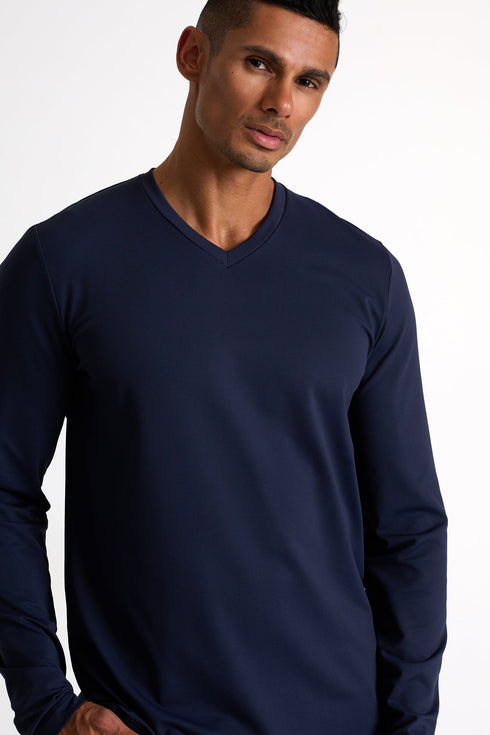 Shan Actuel Textured V-neck long sleeve jersey - 62513-92-590