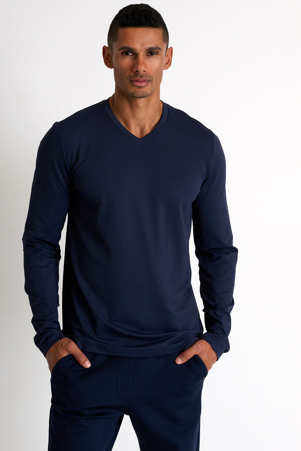 Shan Actuel Textured V-neck long sleeve jersey - 62513-92-590