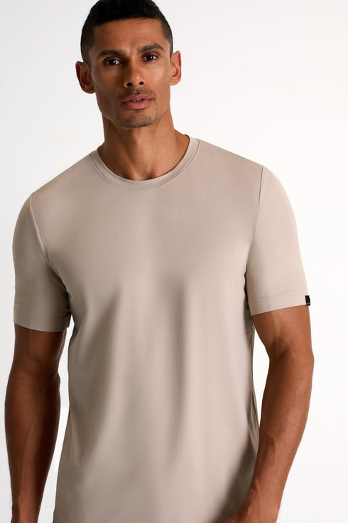 Microfiber Crew Neck T-Shirt - 62520-81-100 TP/XS / 100 Beige Tilia / 85 % POLYAMIDE, 15% ELASTANE