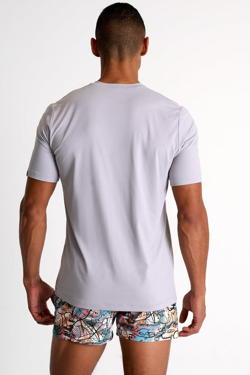 Microfiber V-Neck T-Shirt - 62520-91-160 TP/XS / 160 Grey Frost / 85 % POLYAMIDE, 15% ELASTANE