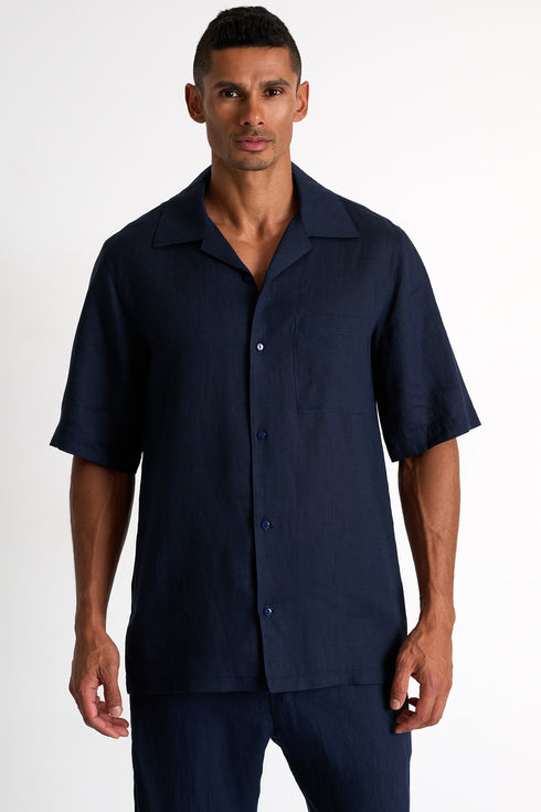 Shan Lin Short-Sleeve Linen Shirt
