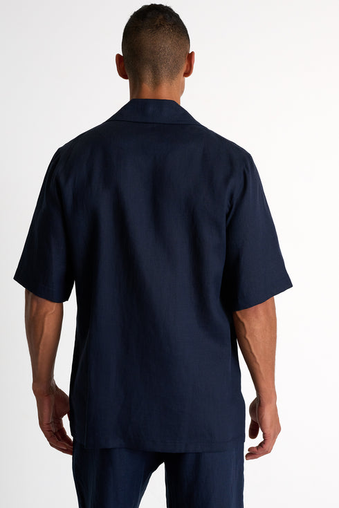 Shan Lin Short-Sleeve Linen Shirt