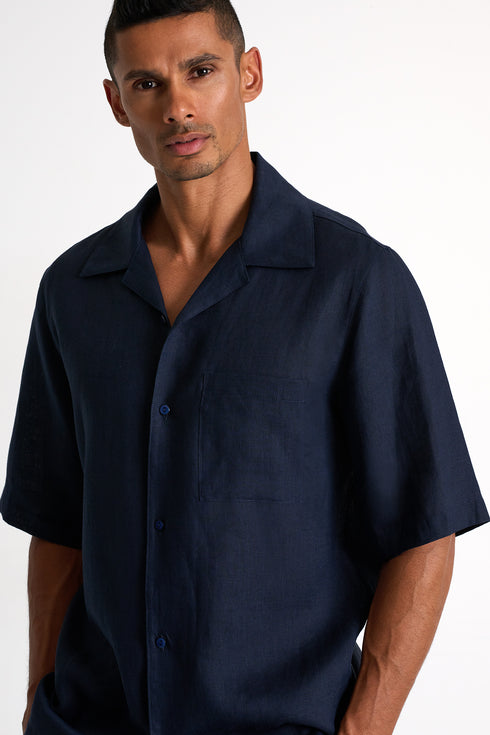 Shan Lin Short-Sleeve Linen Shirt