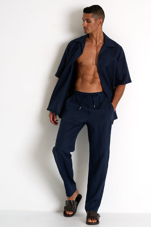 Shan Lin Short-Sleeve Linen Shirt