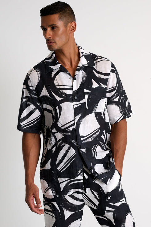 Short-Sleeve Linen Shirt - 62536-80-952 TP/XS / 952 Luna / 100% LINEN