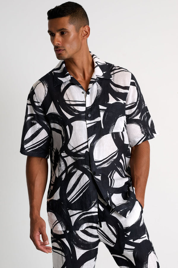 Short-Sleeve Linen Shirt - 62536-80-952 TP/XS / 952 Luna / 100% LINEN