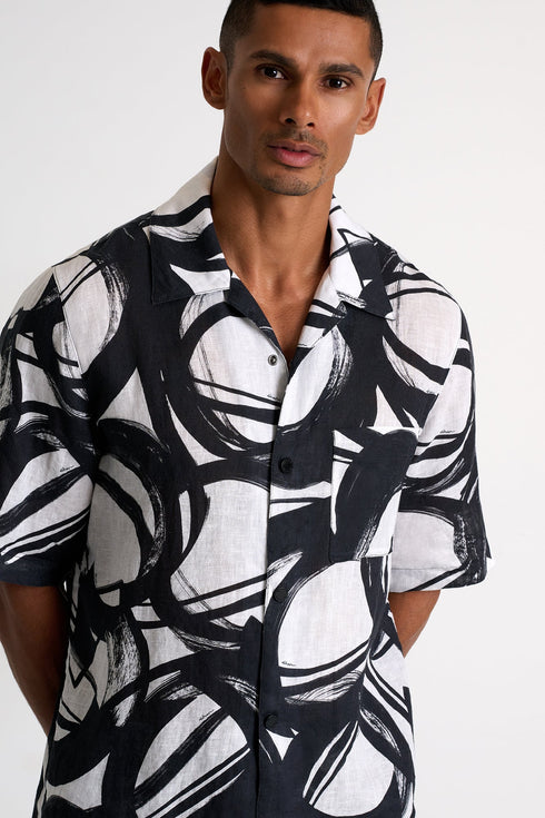 Short-Sleeve Linen Shirt - 62536-80-952 TP/XS / 952 Luna / 100% LINEN