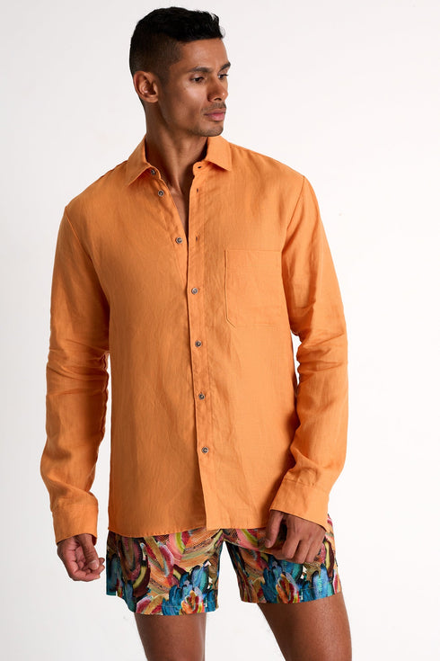 Classic Linen Shirt - 62536-83-210 TP/XS / 210 Orange Apricot / 100% LINEN