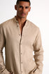 Mandarin Collar Linen Shirt - 62536-84-120 TP/XS / 120 Beige Dune / 100% LINEN