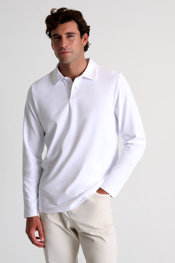 Shan Actuel Long sleeve textured jersey polo
