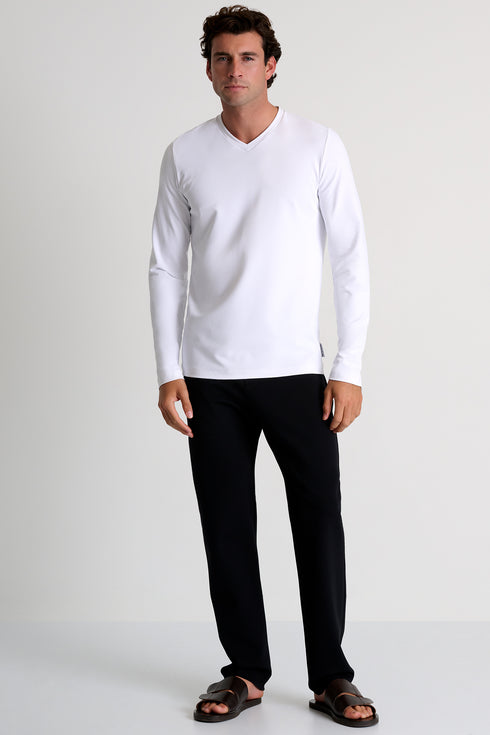 Shan Actuel Textured V-neck long sleeve jersey