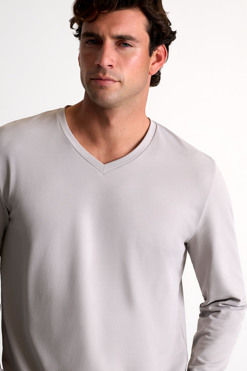 Shan Actuel Textured V-neck long sleeve jersey