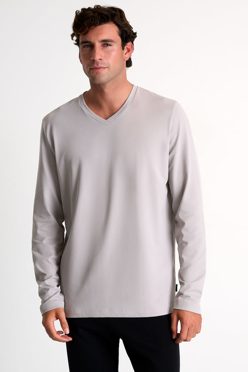 Shan Actuel Textured V-neck long sleeve jersey