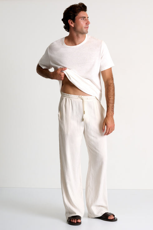Shan Caleb Wide-leg canvas trousers with a drawstring waist