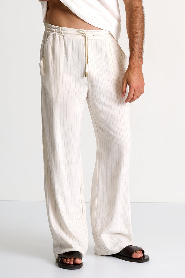 Shan Caleb Wide-leg canvas trousers with a drawstring waist
