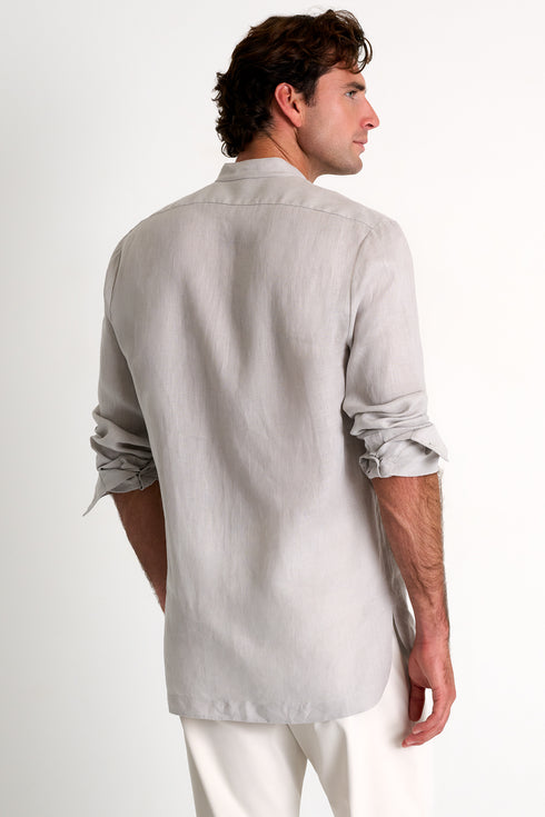 Shan Lin Mandarin collar linen shirt