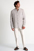 Shan Lin Mandarin collar linen shirt
