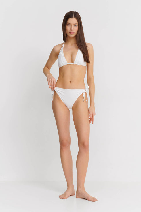 Shan Charlie Hip-Tied Bikini Bottom With Frayed Details