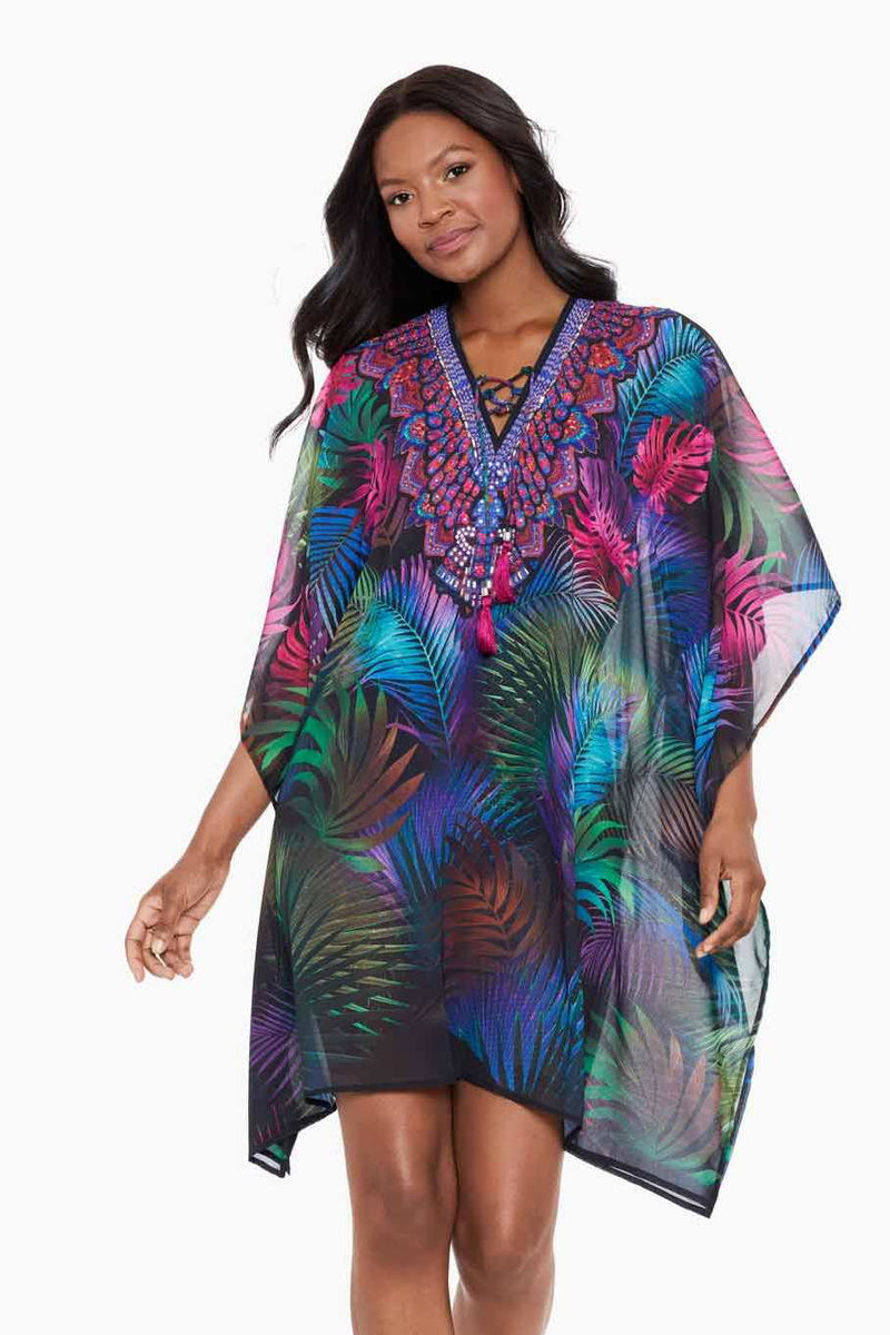 MiracleSuit Pixel Palmas Caftan BLM BLK MULTI CAD 170.00 at