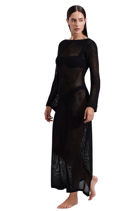 Gottex Luma Monaco Net Crochet Maxi Beach Dress