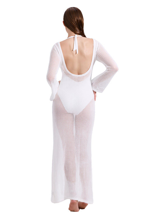 Gottex Luma Monaco Net Crochet Maxi Beach Dress