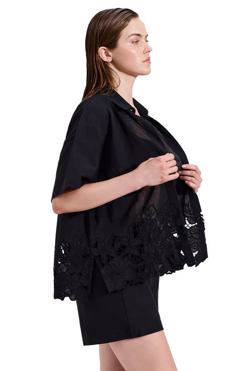 Gottex Luma Amalfi Lace Short Sleeve Button Down Shirt