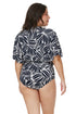 Gottex Modest Sleeved Surplice Blouson One Piece