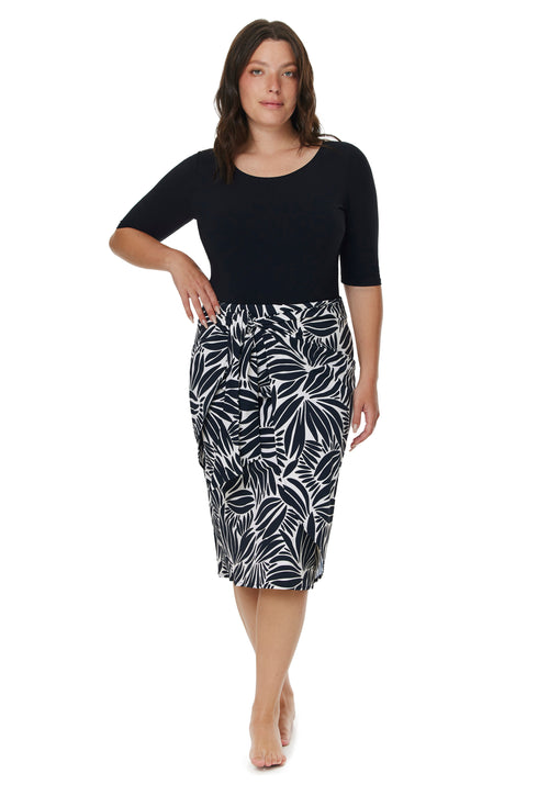 Gottex Modest Faux Wrap Skirt with Tie