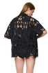 Gottex Guipure Lace Short Sleeve Button Down Shirt