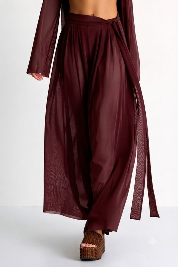 Shan Mia Mesh pants with a tie-knot detail