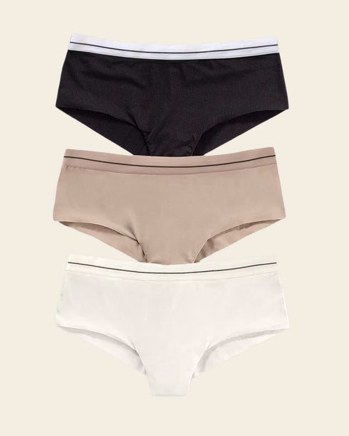 Leonisa 3-pack Contrast Waistband Soft Cheeky Panties