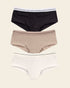 Leonisa 3-pack Contrast Waistband Soft Cheeky Panties