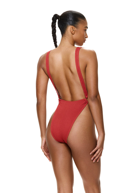 Gottex Au Naturel Tubular High Leg Ring Detail One Piece
