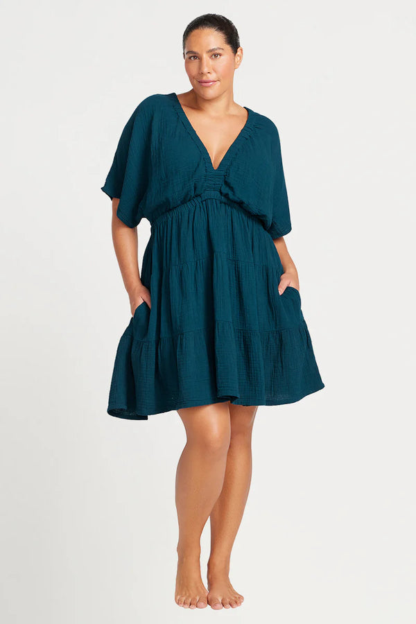 Artesands Resort Navy Pachelbel Short Dress