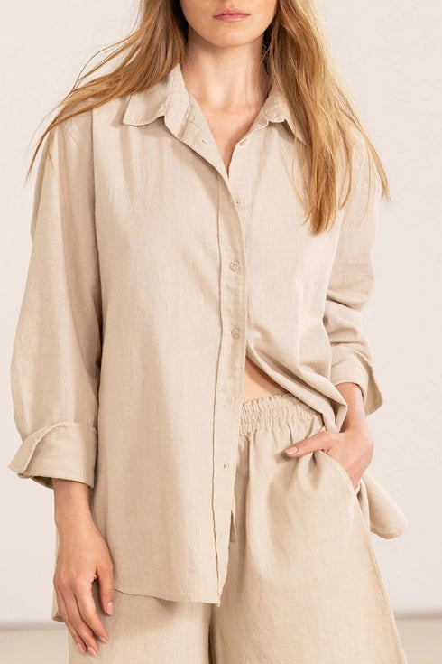 Gottex Beach Life Long Sleeve Button Down Cover Up Blouse