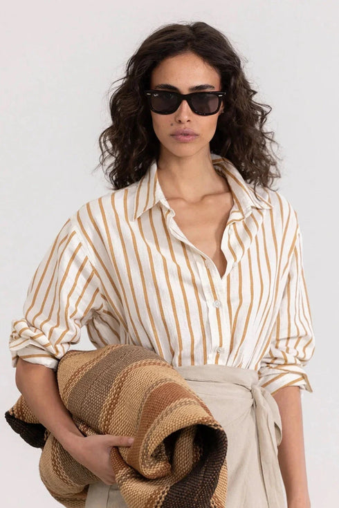 Gottex Beach Life Long Sleeve Button Down Cover Up Blouse