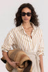 Gottex Beach Life Long Sleeve Button Down Cover Up Blouse