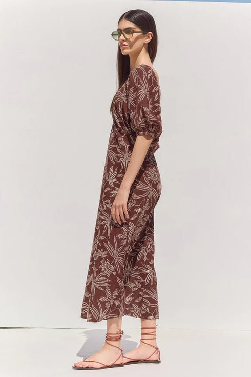 Gottex Beach Life Terra Printed Puff Sleeve Midi Dress