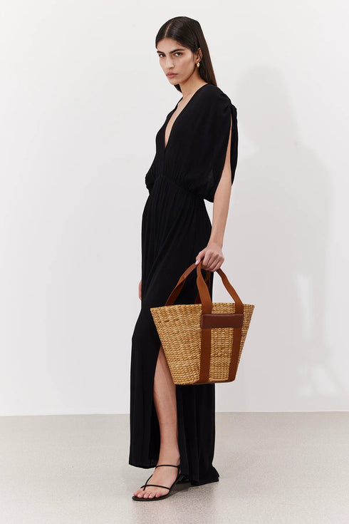 Gottex Beach Life Solena Crêpe V Neck Open Back Midi Dress
