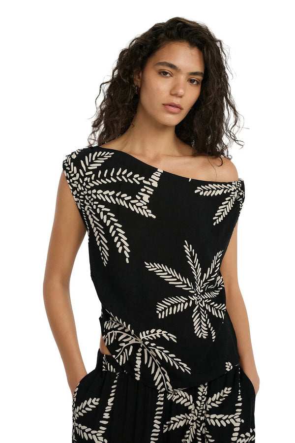 Gottex Beach Life Resort Palm One Shoulder Twist Top