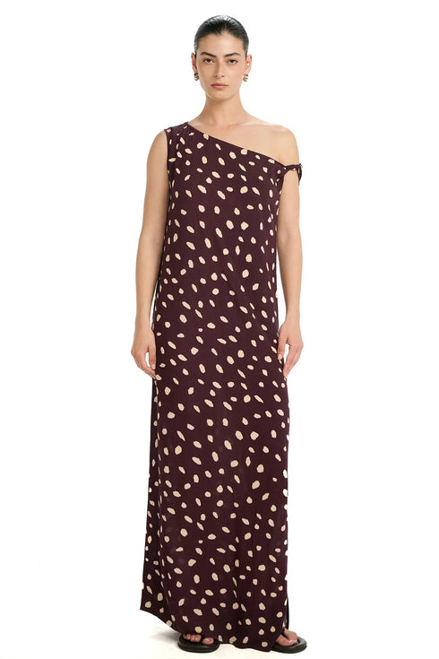 Gottex Beach Life Resort Pebble One Shoulder Midi Dress