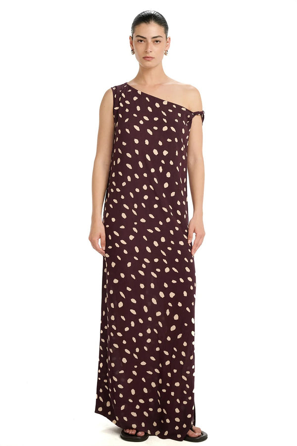 Gottex Beach Life Resort Pebble One Shoulder Midi Dress