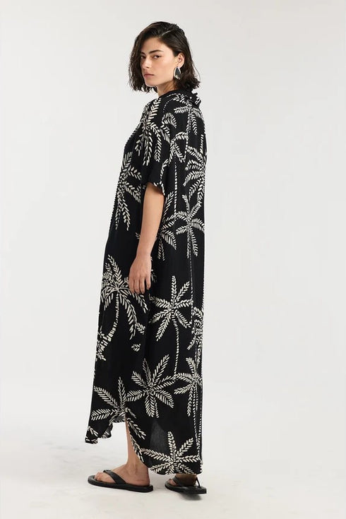 Gottex Beach Life Resort Palm Maxi Shirt Dress