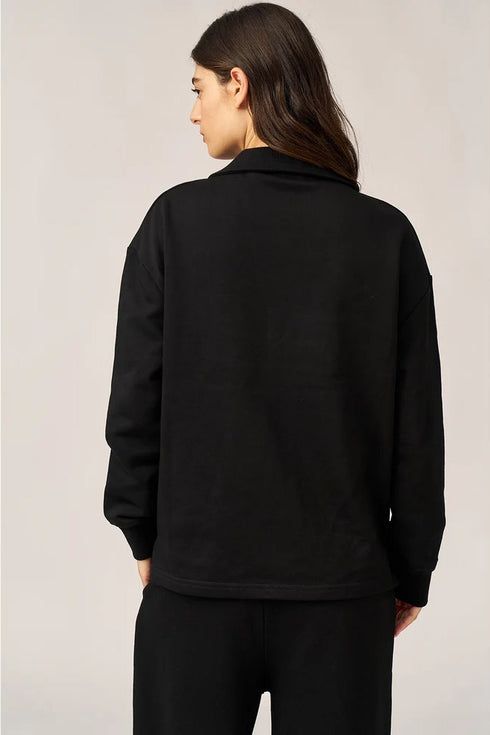 Gottex Beach Life Cozy Coast Airport Collared V Neck Sweatshirt