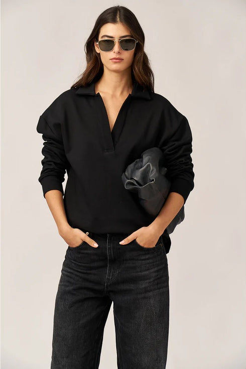 Gottex Beach Life Cozy Coast Airport Collared V Neck Sweatshirt
