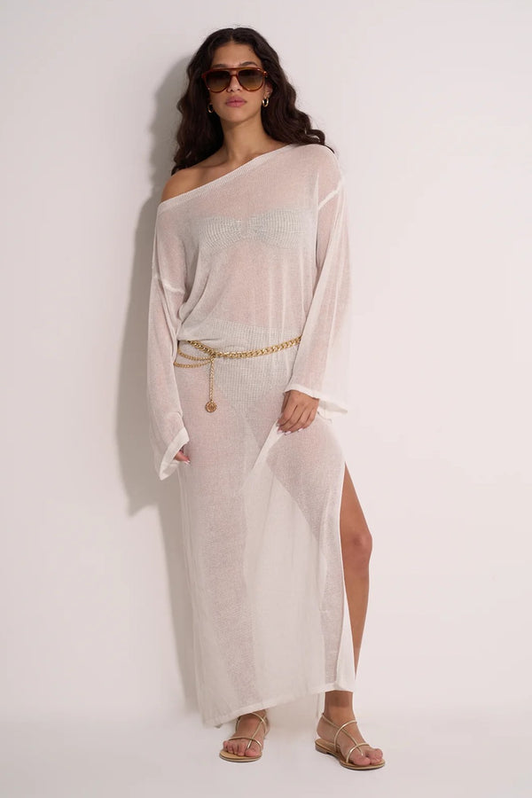 Gottex Beach Life Classic Fishnet Long Sleeve Beach Dress