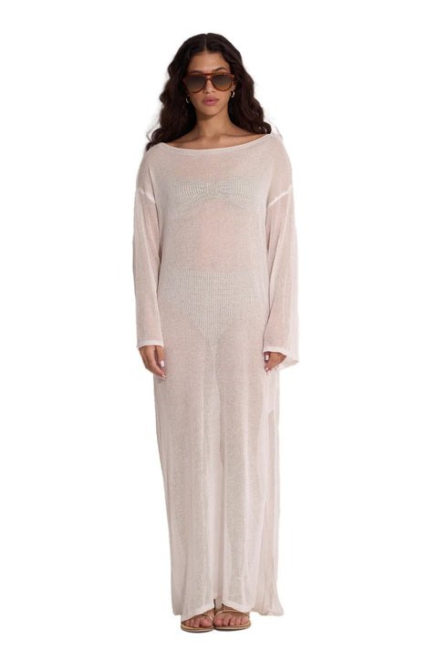 Gottex Beach Life Classic Fishnet Long Sleeve Beach Dress