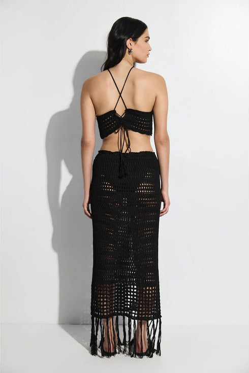 Gottex Beach Life Crochet Fringe Skirt and Crop Top Set