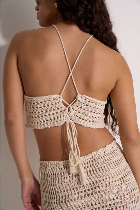 Gottex Beach Life Crochet Fringe Skirt and Crop Top Set
